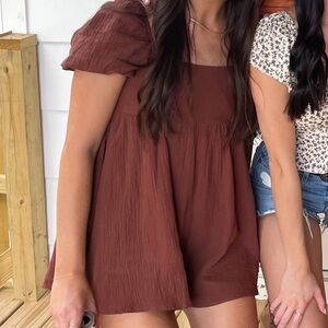 Princess Polly Brown Romper